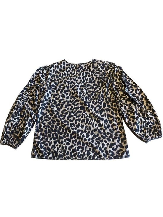 J.CREW Tops - J. Crew Women Leopard Print Puff Ruffle Long Sleeve  Top X-Small preowned